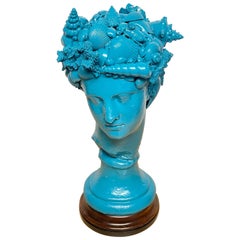 Turquoise Lacquered Shell Encrusted Bust of Venus