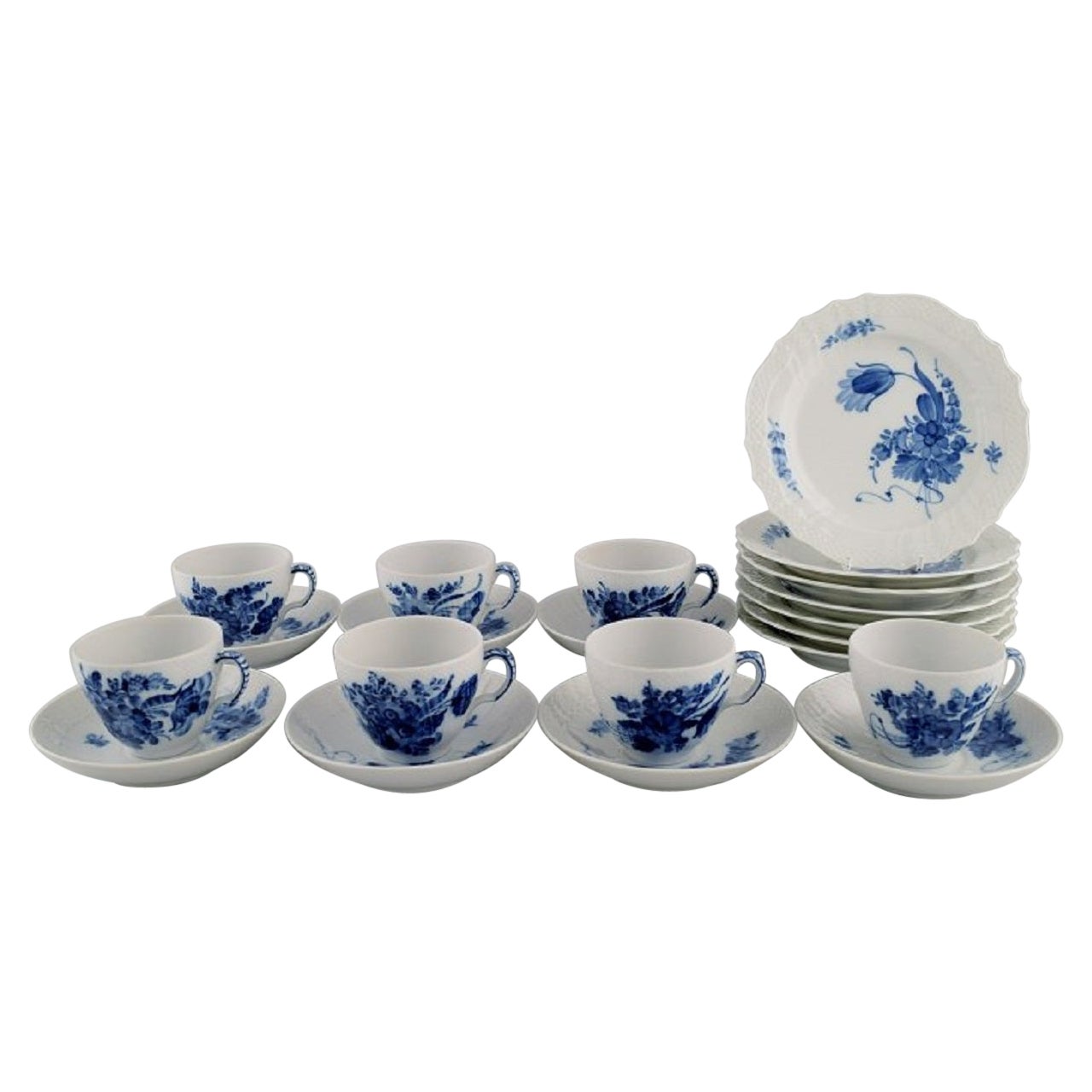 Royal Copenhagen Blue Flower Curved Coffee Service for Seven People