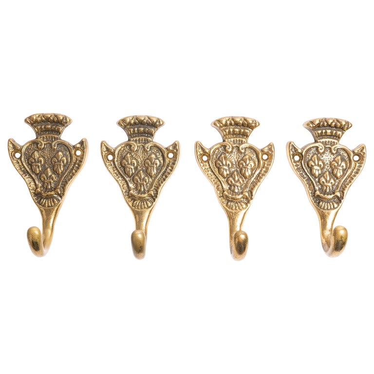 Set of Four Vintage Gold Decorative Wall Hangers, Europe, 1960s For