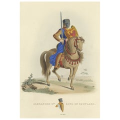 Antique Print Titled 'Alexander 2nd, King of Scotland, 1842