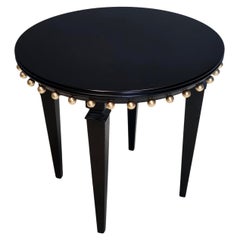 Table basse ronde en hêtre noir ébonisé par Roberto Ventura, Italie, années 2000