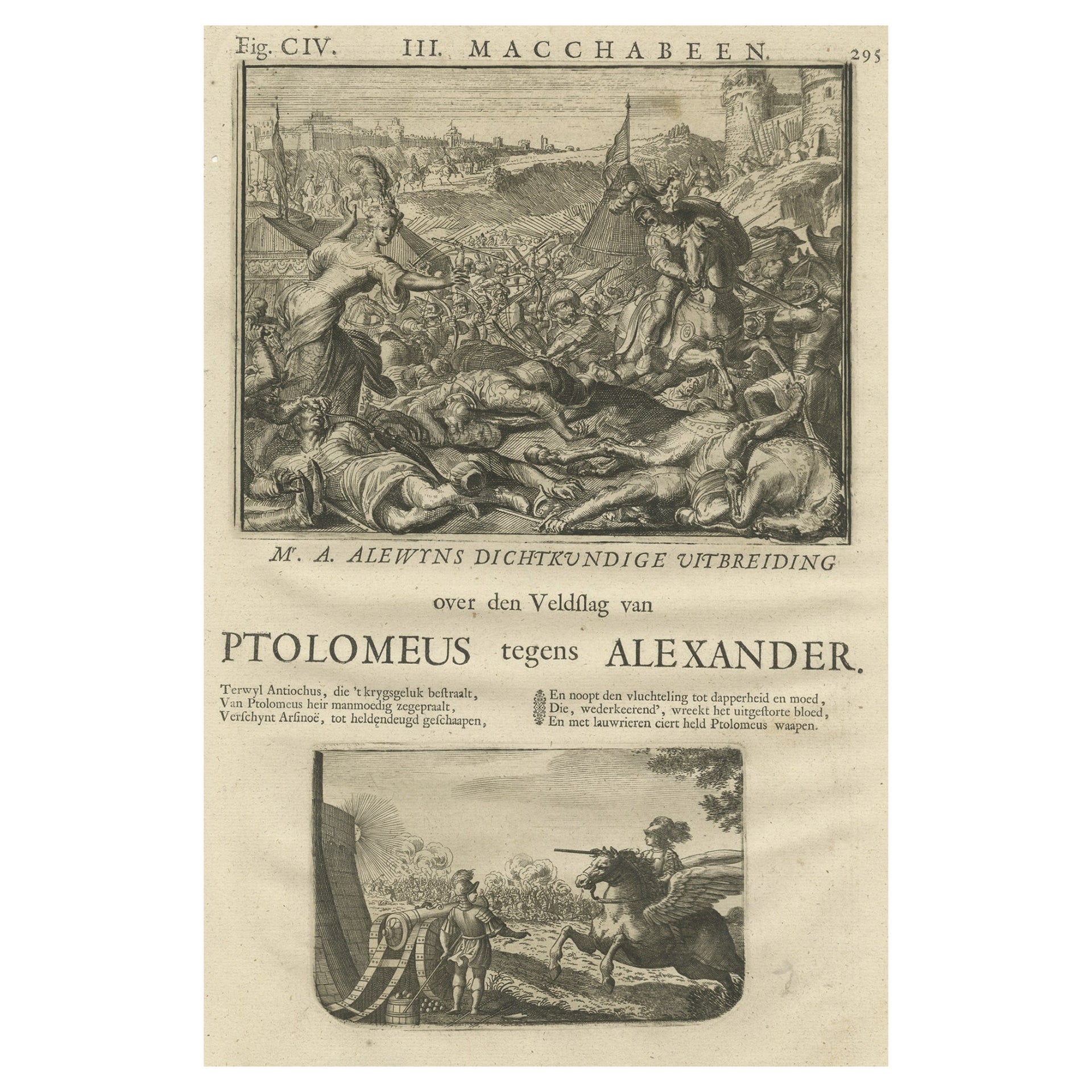 Rare Part of a Poem of the Battle of Ptolemy against Alexander the Great, 1721 For Sale