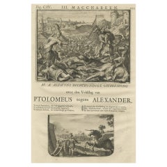 Rare partie d'un poème de la bataille de Ptolemy contre Alexander le Grand, 1721
