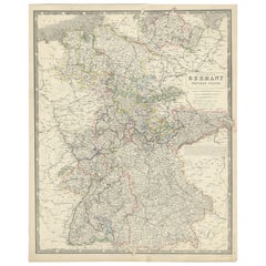 Antique Map of West Germany Incl Regions Wurtemberg, Bavaria, Hanover, Etc, c.1850