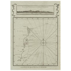 Ancienne carte de la côte est de l'Honshu avec un encadrement, Japon, vers 1785