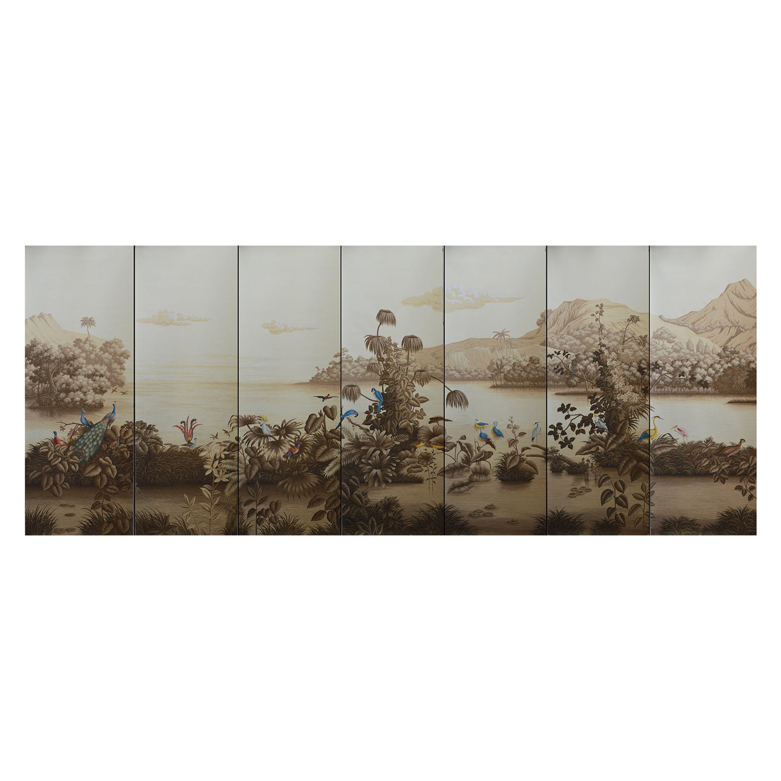 Panoramic Mural Hand Painted Wallpaper on Scenic Paper, Accept Custom Size For Sale