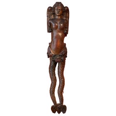 16th Century Southern Germany Carved Wood Bracket Depicting a Mermaid