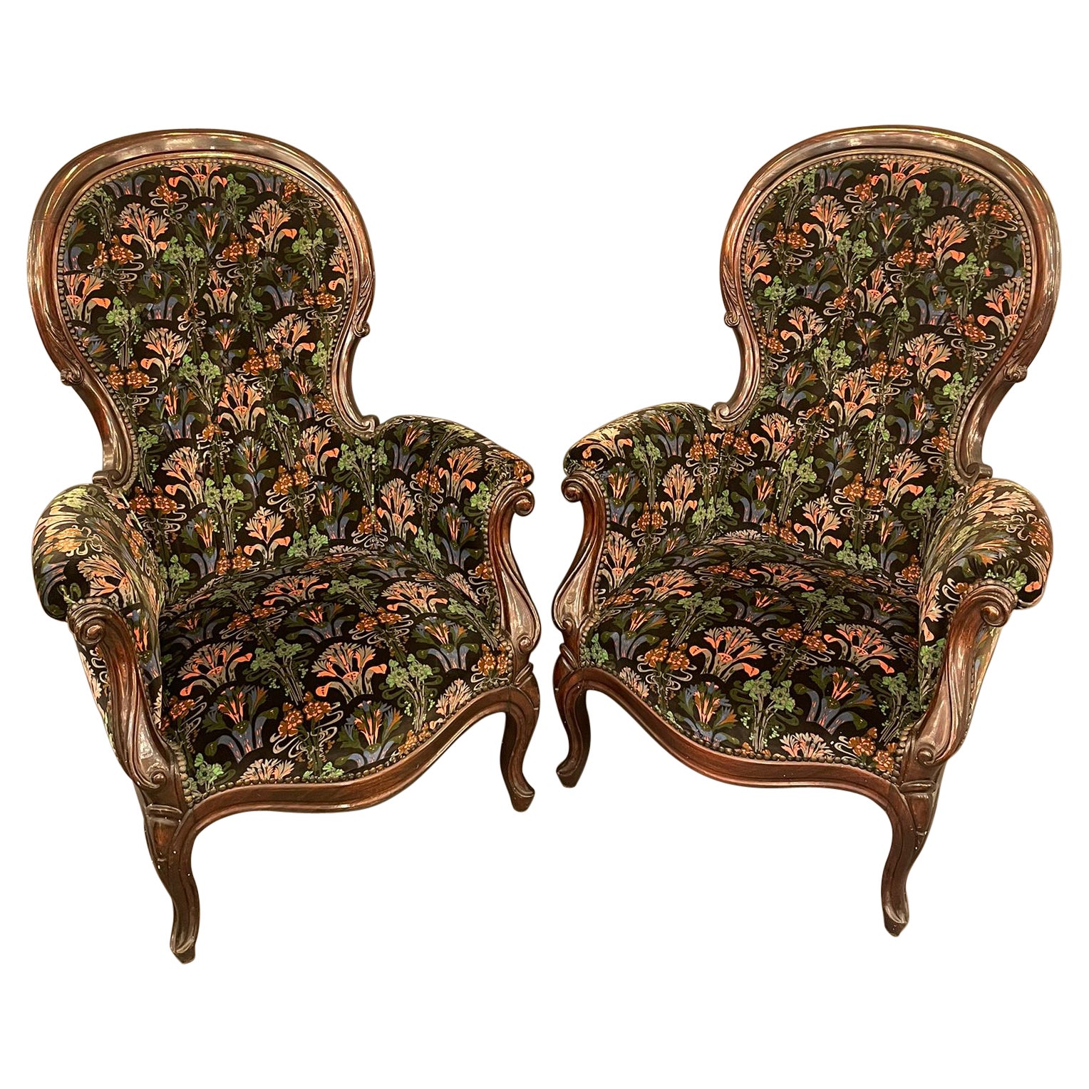 Pair of Bergères in Style Louis XV, 1900 circa For Sale