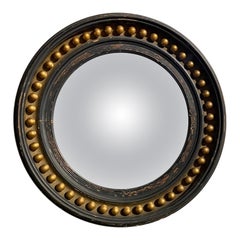 Regency Style Painted and Gilt Wood Round Convex Bullseye Mirror