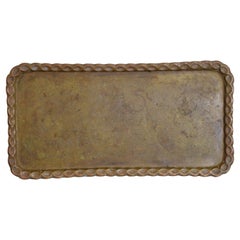 American Large Patinated and Incised Brass Tray, Last Quarter 19th Century