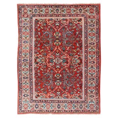  Antique Persian Mahal-Sultanabad Rug with All-Over Geometric Design