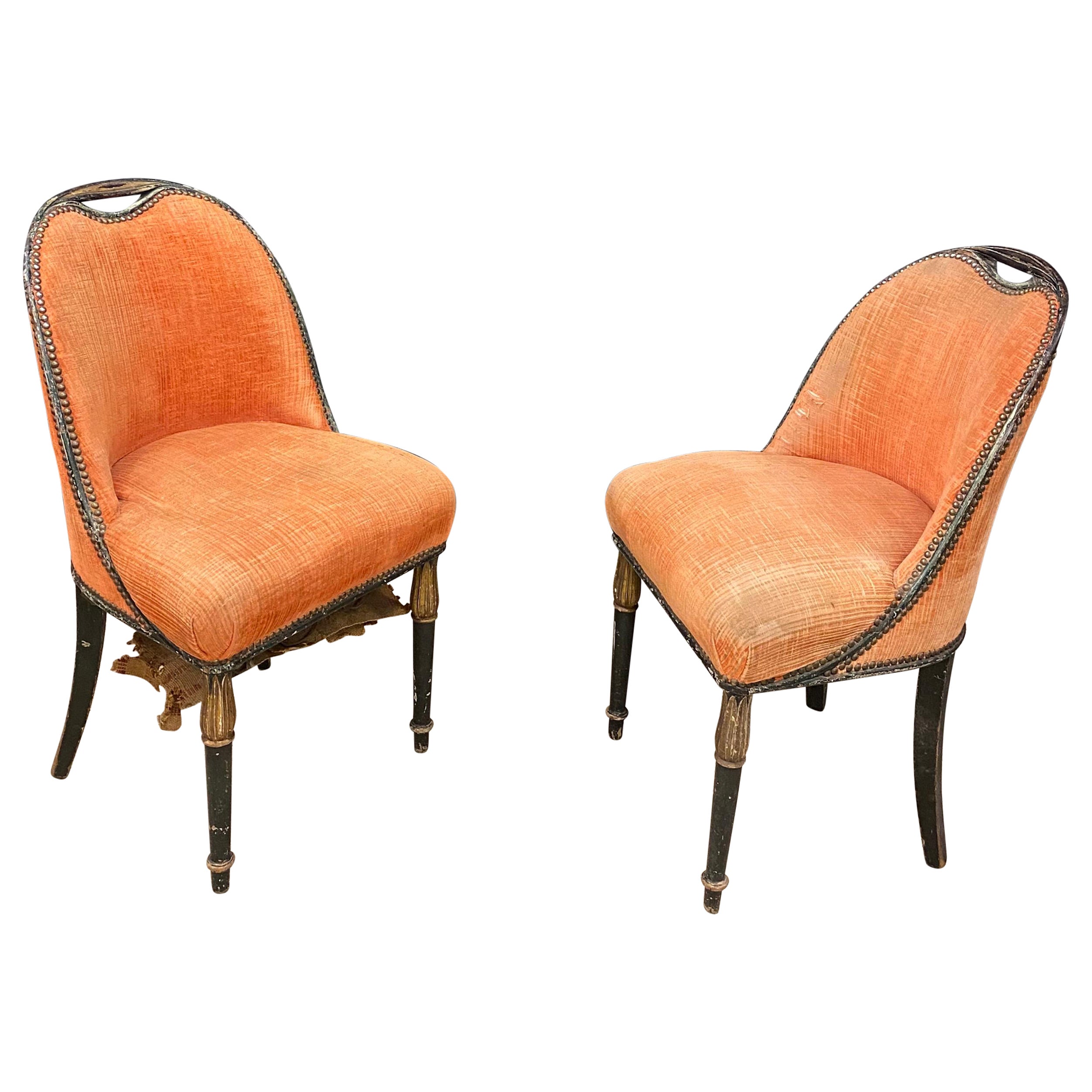 Two Art Deco Chairs in the Style of Sue et Mare in Polychrome Wood, circa 1925 For Sale