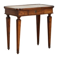 Italian, Tuscany, Shaped Walnut 1-Drawer Side Table, 18th/19th Century