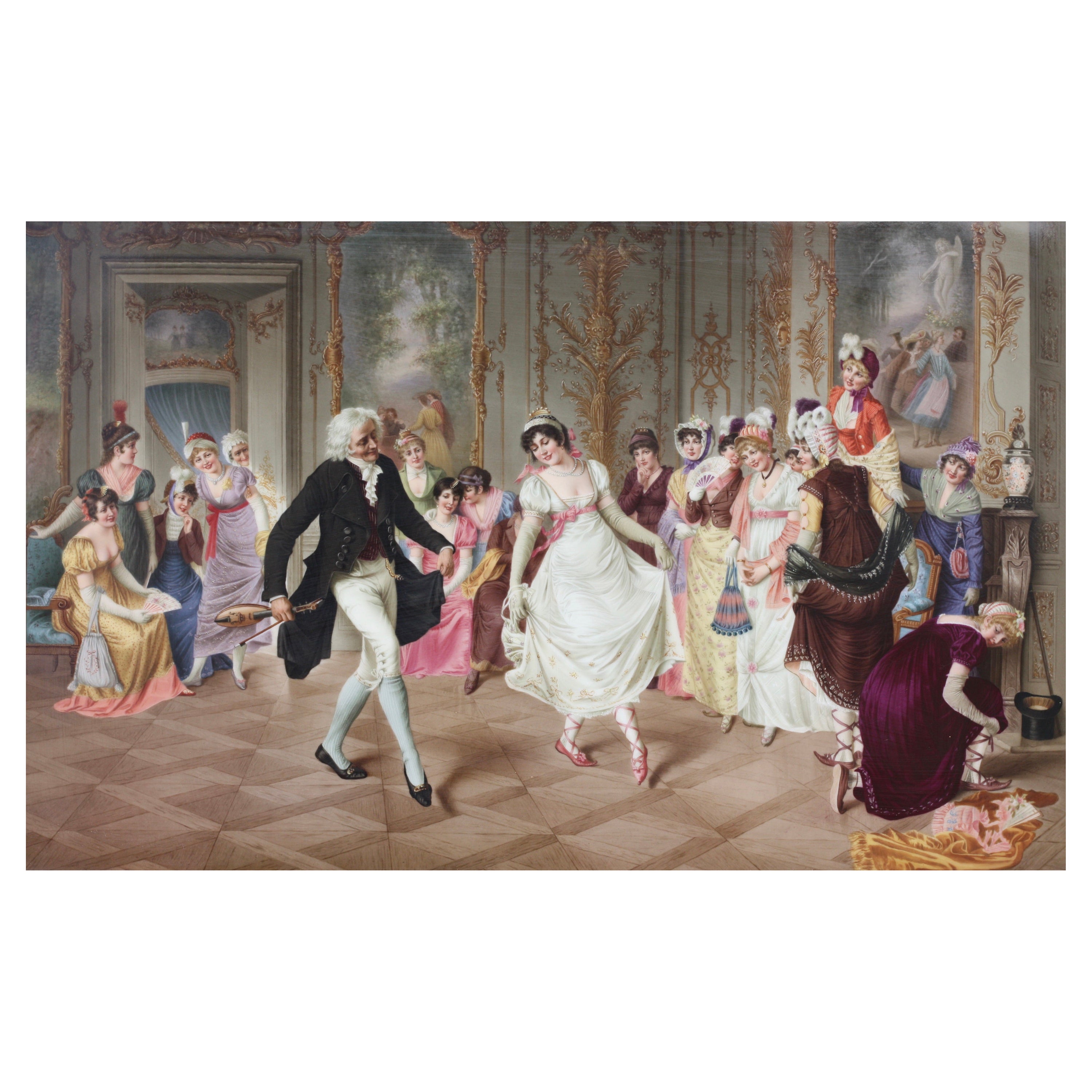 Berlin 'K.P.M.' Painted Rectangular Plaque, "the Dance", Late 19th Century For Sale