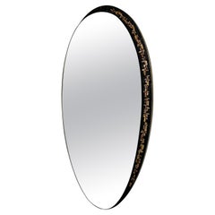 Berthold Muller Black and Gold Mosaic Tiled Oval Wall Mirror