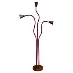 Leather and Brass Meander Floor Lamp