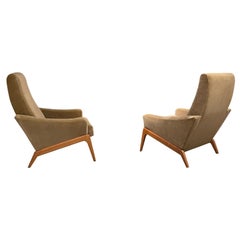 Pair Wood Frame Chairs, Italy, 1940s