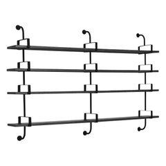 Mathieu Matégot 'Démon' 4-Shelf System for GUBI in Black Stained Ash