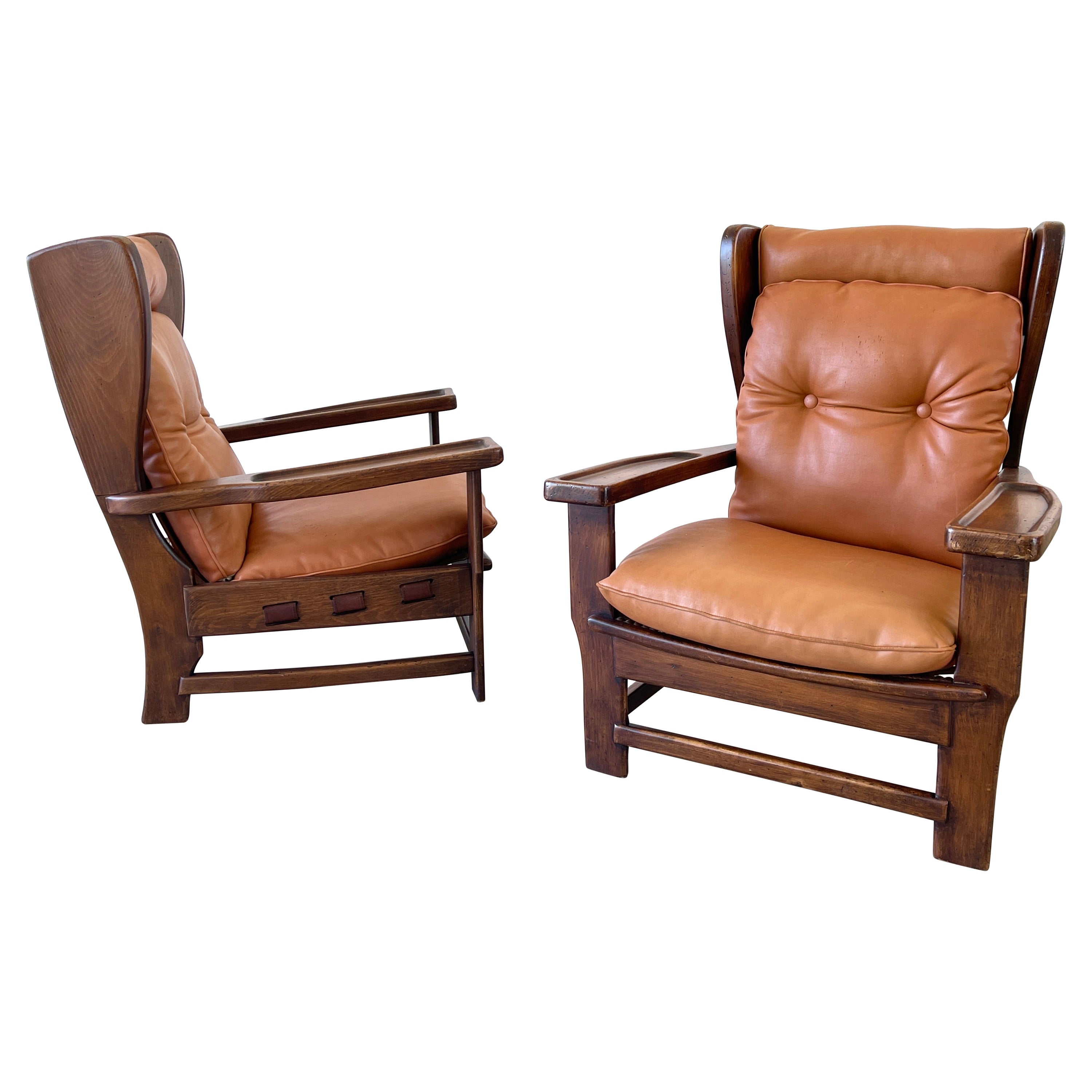 Swedish Leather Wingback Chairs