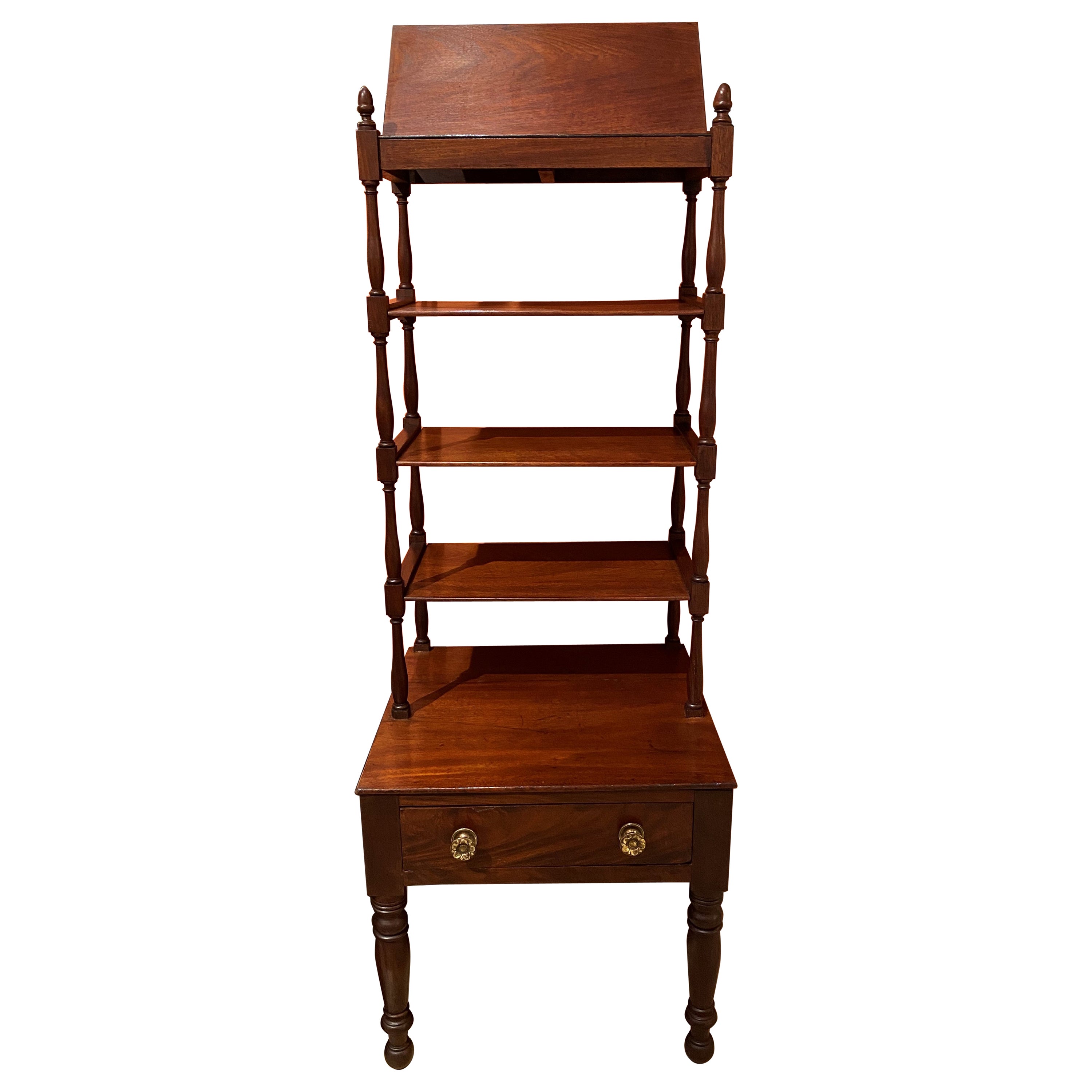 Rare 19th Century New York Mahogany One-Drawer Étagère with Four Shelves For Sale