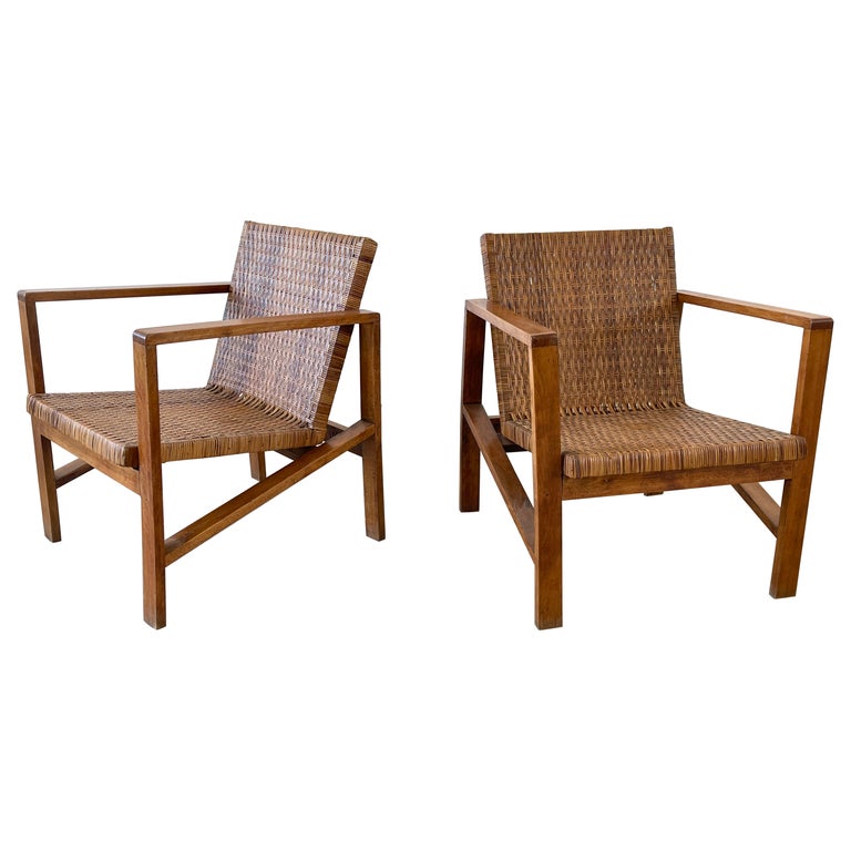 French Woven Armchairs For Sale
