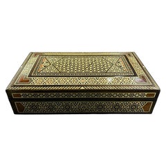 Moroccan Moorish Middle Eastern Large Inlaid Wood Micro Mosaic Jewelry Box