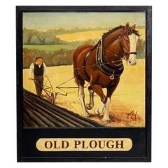 Vintage English Pub Sign, "Old Plough"
