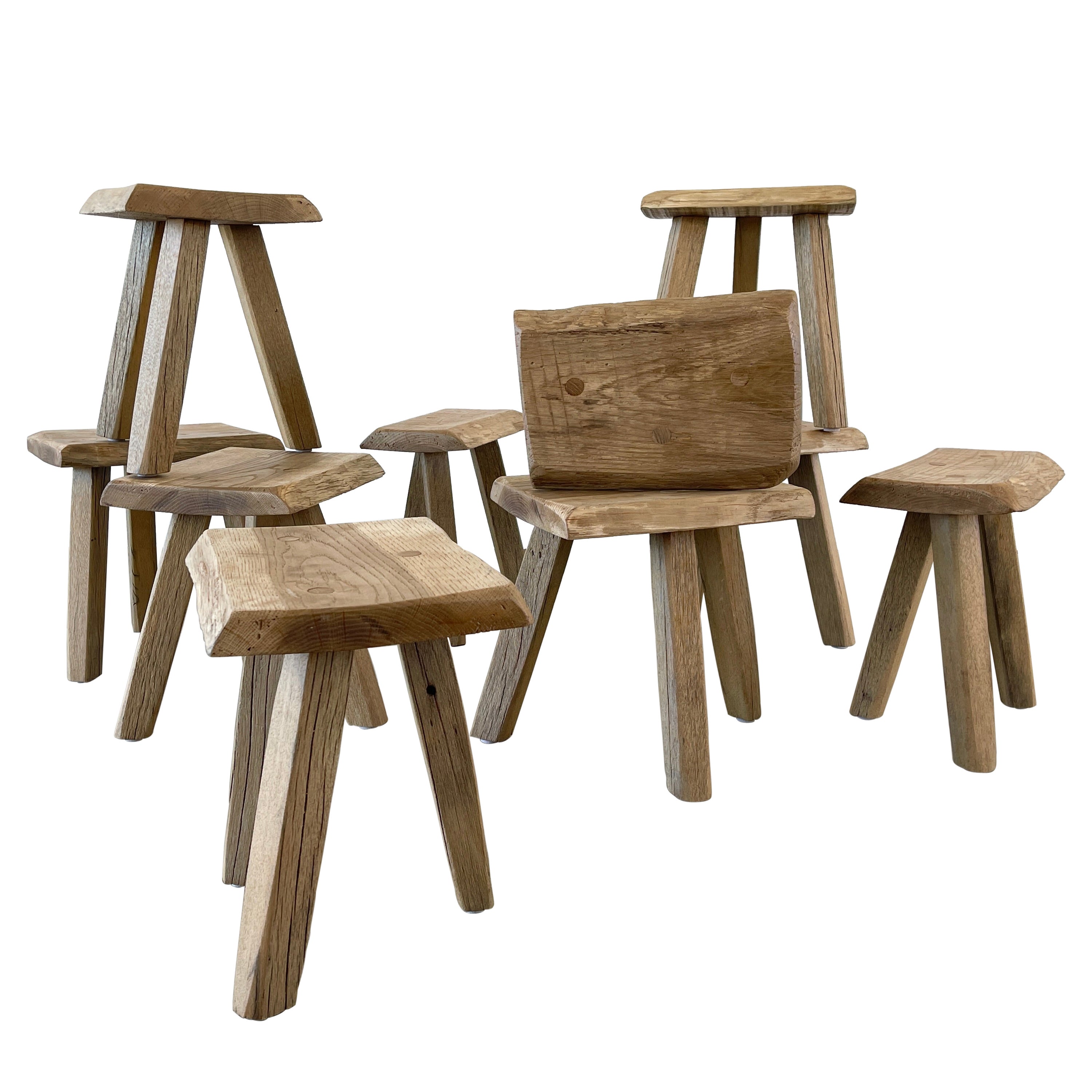 French Primitive Wood Stools