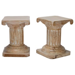 Pair of Ionic Column Pedestal Side Tables