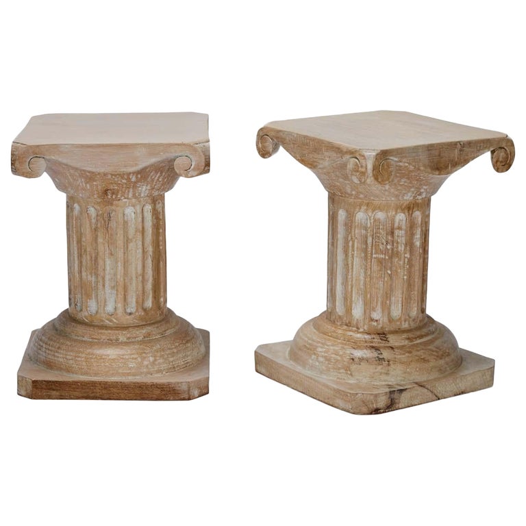 Pair of Ionic Column Pedestal Side Tables at 1stDibs