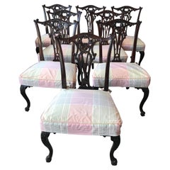 Set of 8 19th Century Chippendale Style English Dining Chairs