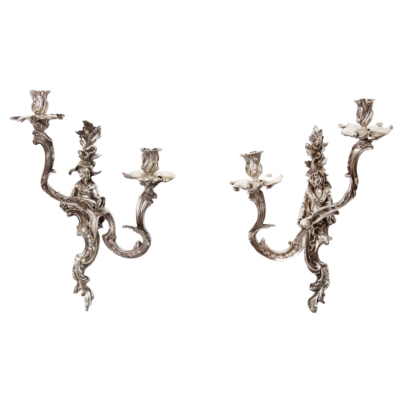 Pair of Italian Rococo Sconce Mirrors at 1stDibs