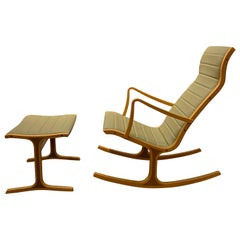 Retro "Heron" Rocking Chair and Footrest for Tendo Mokko Japan