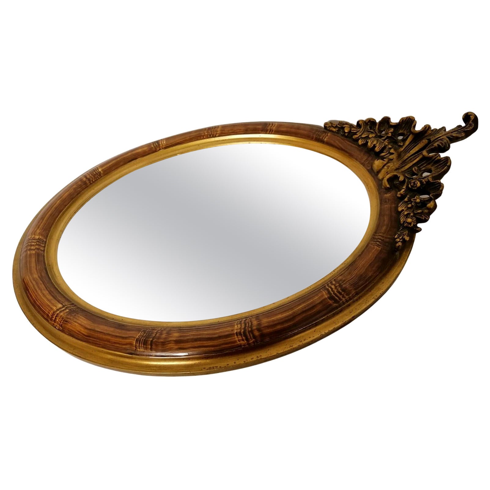 19th Century French Louis XVI Carved Gilt-Wood Oval Wall Mirror For Sale