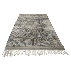 Grey with Ivory Pattern Moroccan Rug   12'6"x 9'8" Handcrafted 100%Wool