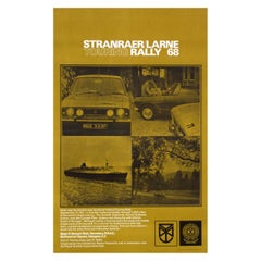 Retro 1960s Scotland and Ireland Car Touring Rally Poster Stanraer Larne