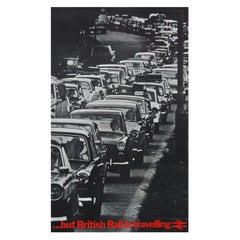 Vintage 1970s Rare British Rail Travel Poster Classic Cars Traffic Jam