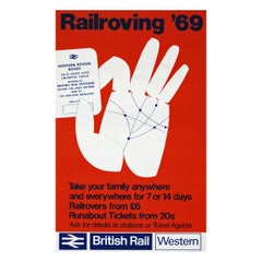 Vintage 1960s British Rail Travel Poster Rail Roving, 1969 Pop Art