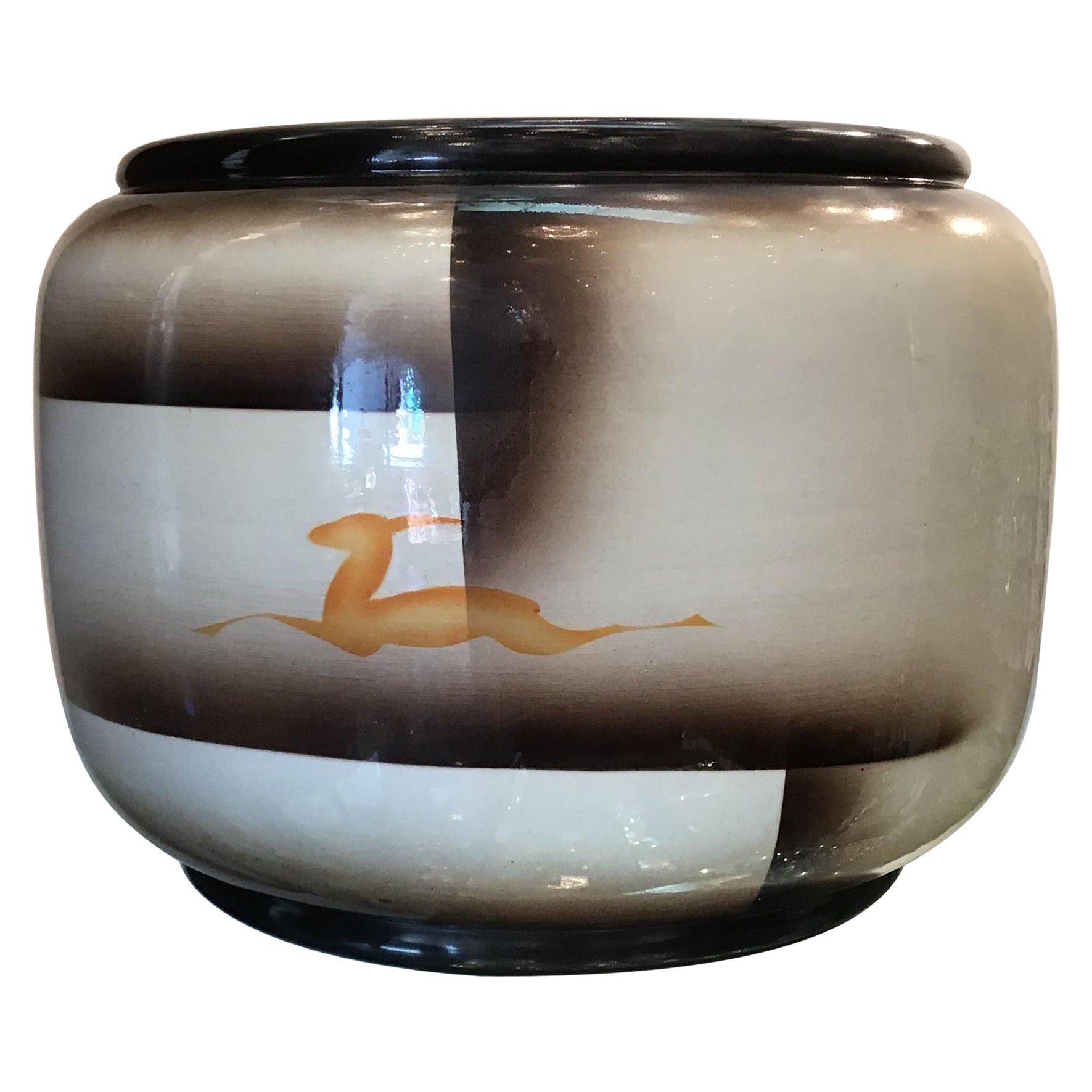 Galvani “Pordenone” Vase Centerpiece Ceramic, 1940, Italy For Sale