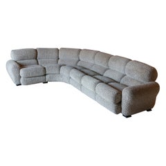 1970s Sectional Italian Sofa Original Upholstery Bouclè Fabric