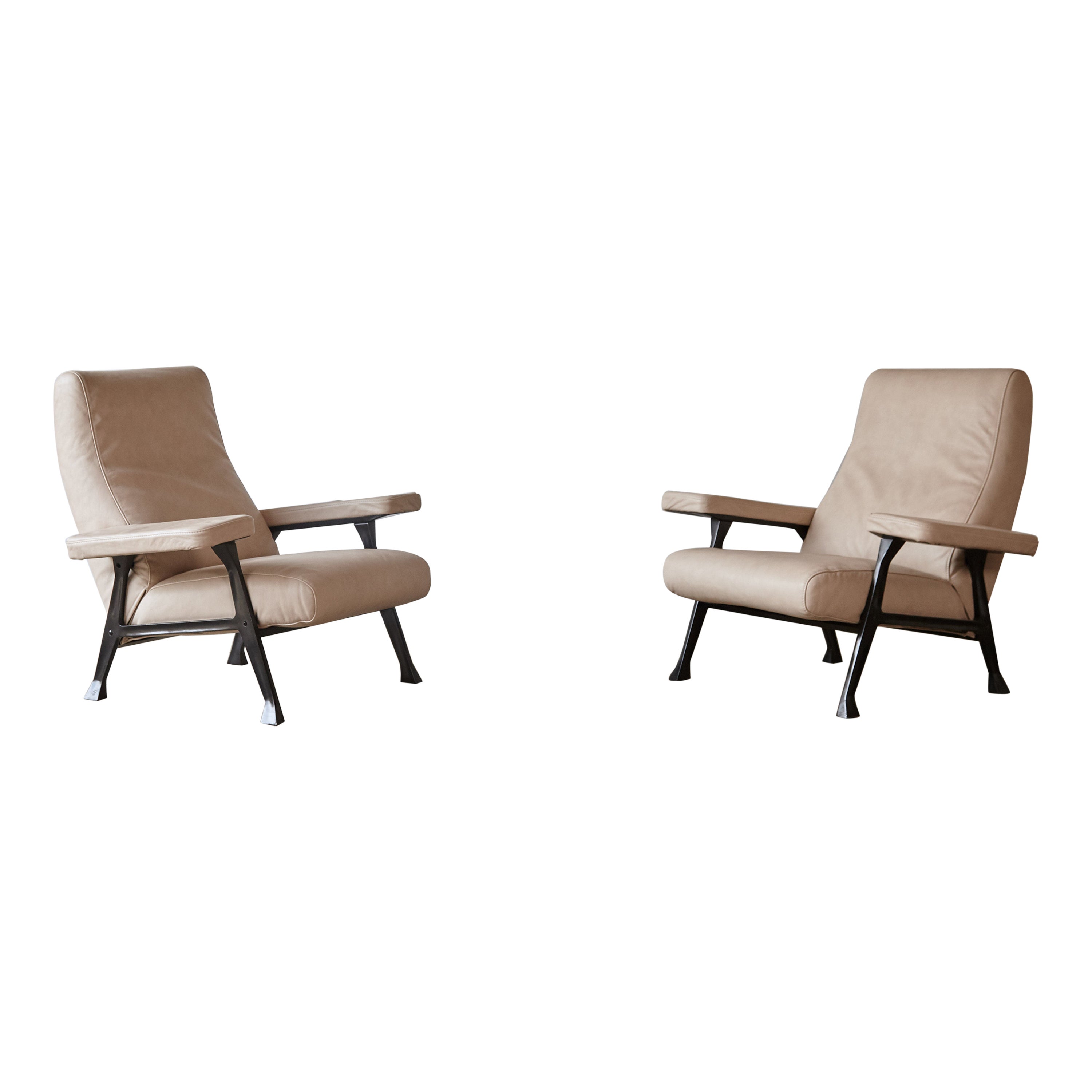 Rare Pair of Authentic 1950s Roberto Menghi Hall Chairs, Arflex, Italy