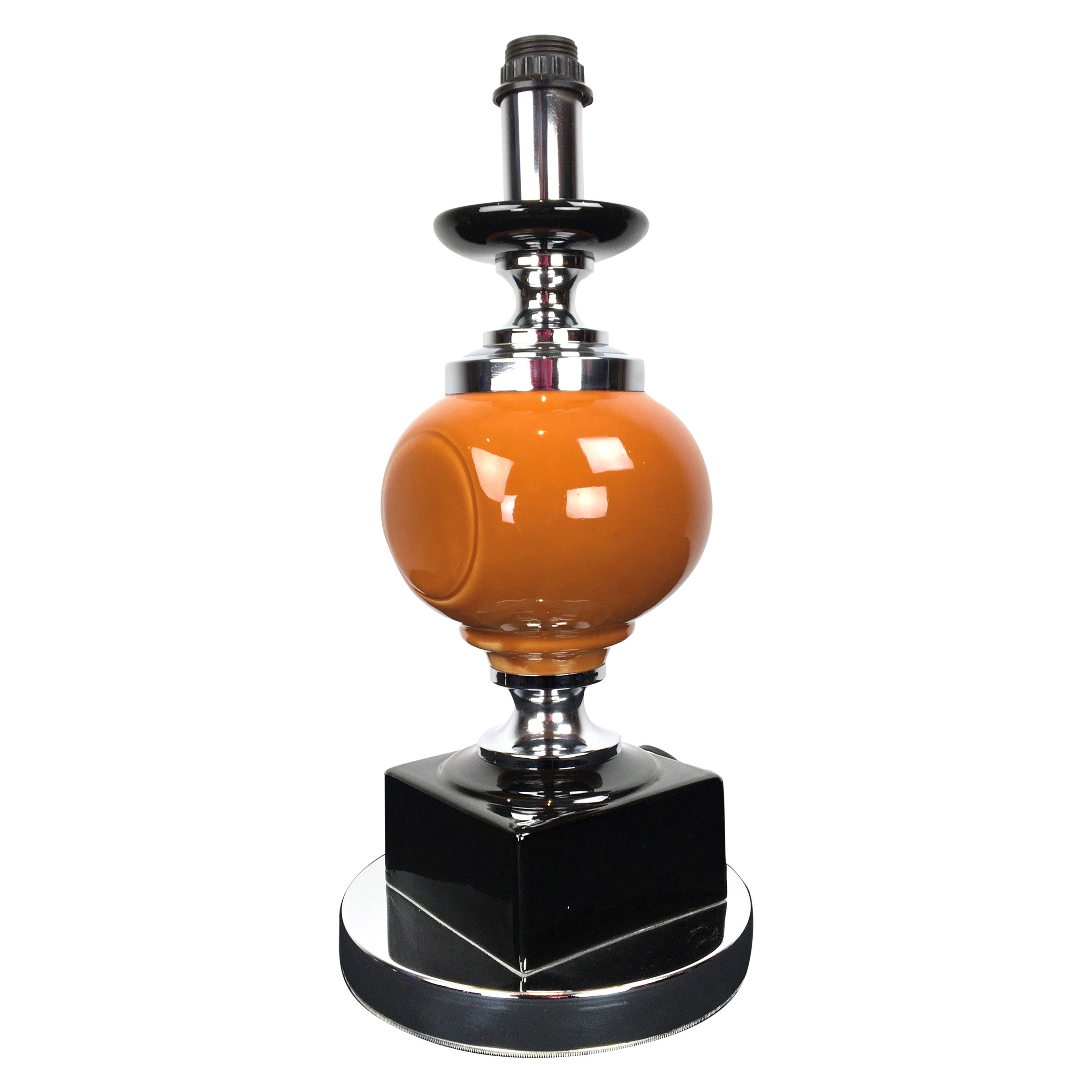 Lampe de bureau géométrique orange et marron, années 1970