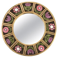 Ceramic Wall Mirror " Fleurs" by Mithé Espelt, France