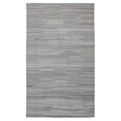 Very Large Modern Kilim with Solid Minimalist Design in Variation of Gray Tones