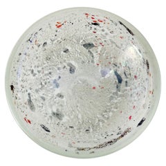 Dino Martens Aureliano Toso Murano Iridescent White Grey Italian Art Glass Bowl