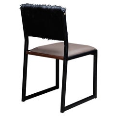 Shaker Modern Chair by Ambrozia, Walnut, Smokey Leather, Black Cowhide