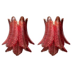 Pair of Red Leaves Sconces, 2 Pairs Available