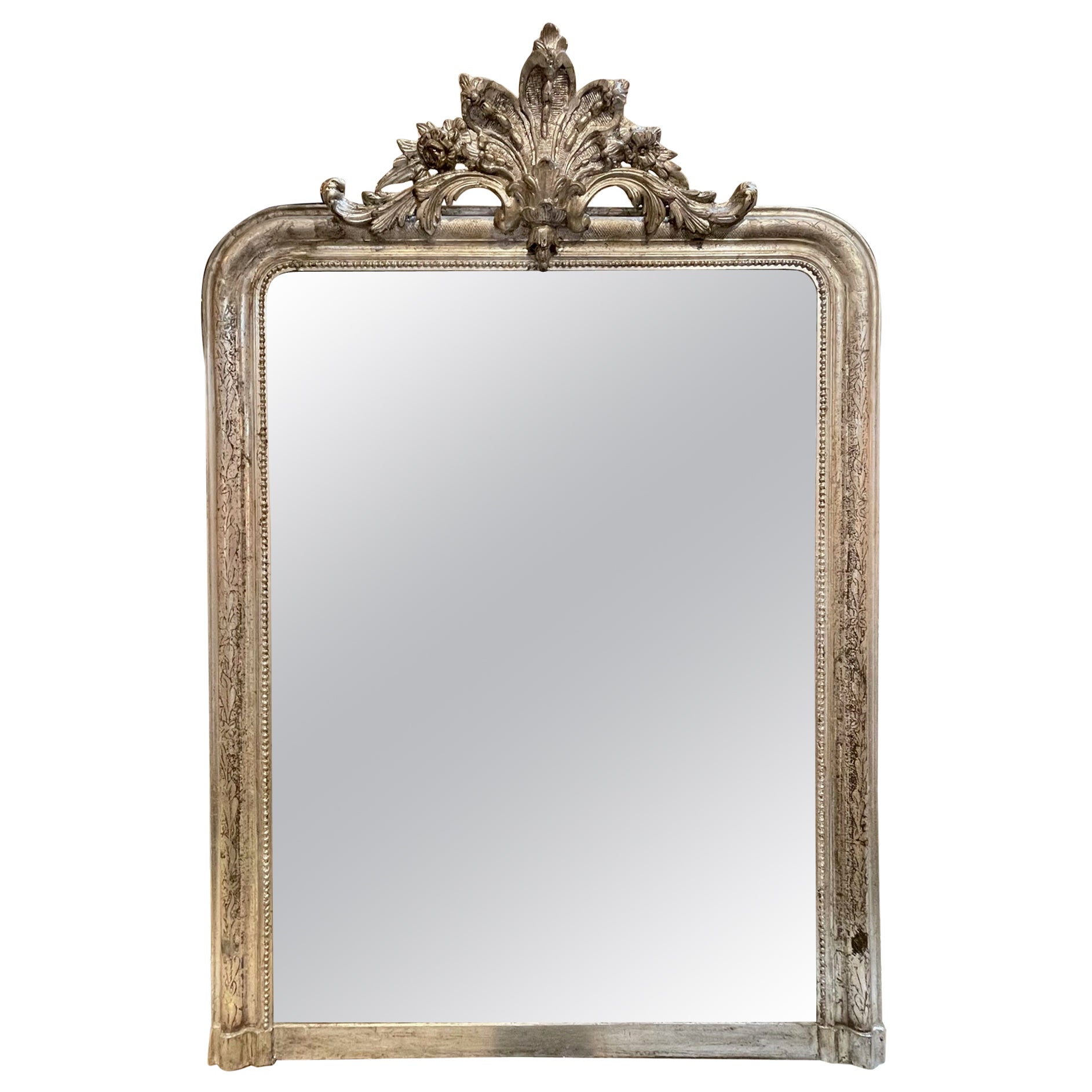 Antique Silver Leaf Louis Philippe Mirror from France, 19th Century at