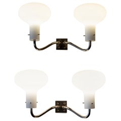 Pair of LP12 Double Sconces in Chrome by Ignazio Gardella for Azucena, Italy