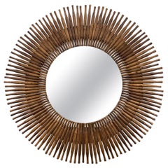 Round Mirror Made from Commercial Thread Spindles